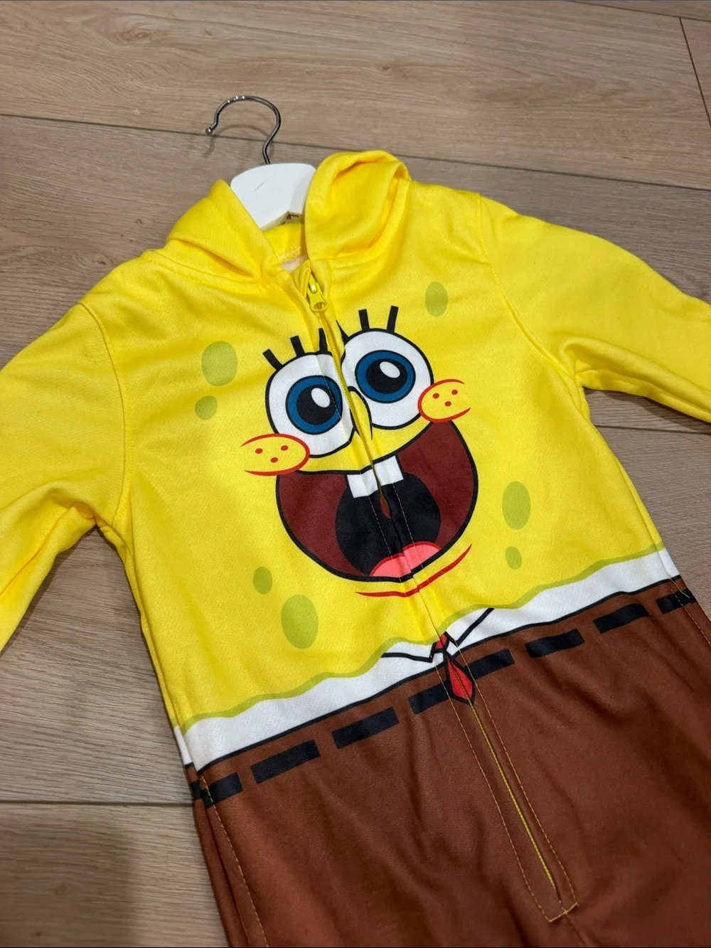 OppoSuits Yellow & Brown SpongeBob Kids One-Piece Footie